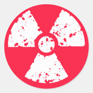 Scarlet Red Toxic radioactief symbool Ronde Sticker