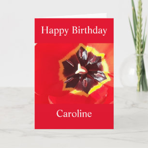 Scarlet Red Tulip Birthday Kaart