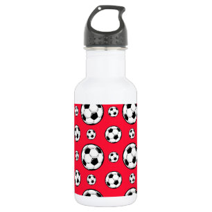 Scarlet Red & White Voetbal Pattern Waterfles
