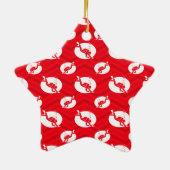 Scarlet Rood, Wit, Chevron, Duiken, Duiker Keramisch Ornament (Achterkant)