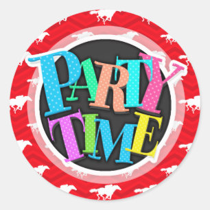 Scarlet rood, wit, Chevron, paardenrennen Ronde Sticker