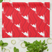 Scarlet Rood, Wit, Chevron, Sneeuwski Theedoek (Gevouwen)