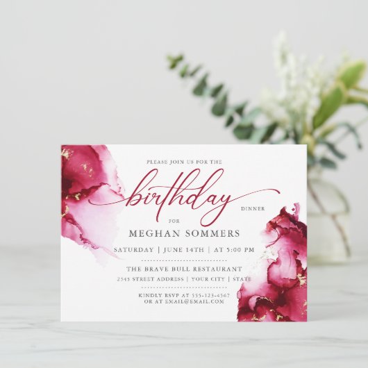 Scarlet Ruby Red Gem Geode Invitation (Debout devant)