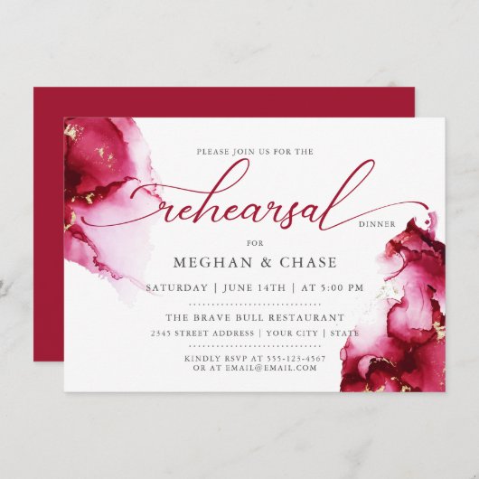 Scarlet Ruby Red Gem Geode Invitation (Devant / Derrière)