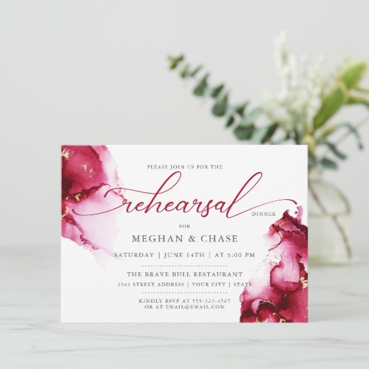 Scarlet Ruby Red Gem Geode Invitation (Debout devant)