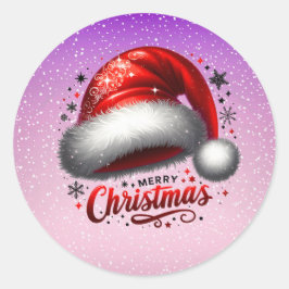 Scarlet Santa Hat Glow  Ronde Sticker