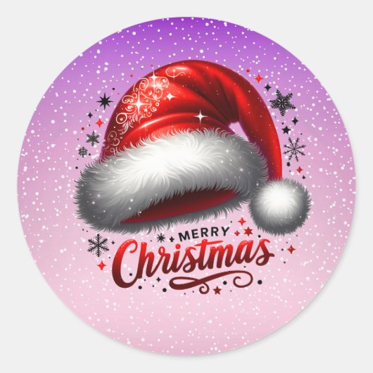 Scarlet Santa Hat Glow  Ronde Sticker (Voorkant)