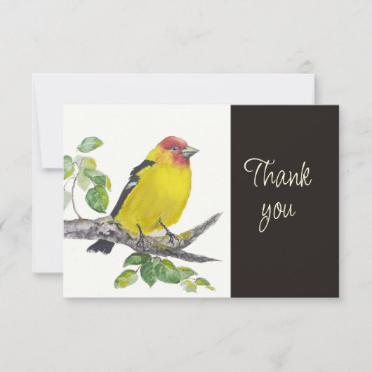 Scarlet Tanager Bird Nature WatercolorThank you Bedankkaart (Voorkant)