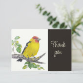 Scarlet Tanager Bird Nature WatercolorThank you Bedankkaart (Staand voorkant)