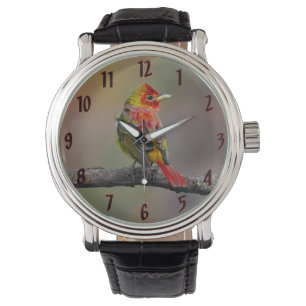 Scarlet Tanager Molting - Originele foto Horloge
