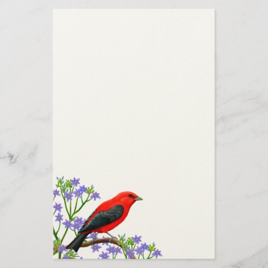 Scarlet Tanager Wild Bird Stationery Briefpapier (Voorkant)
