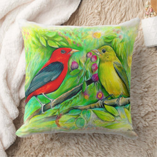 Scarlet Tanagers Bird Art Kussen