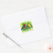 Scarlet Tanagers Bird Art Vierkante Sticker (Envelop)