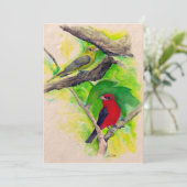 Scarlet Tanagers Oiseaux Aquarelle Merci (Debout devant)