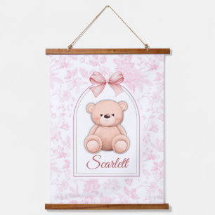 Scarlett   Aangepaste Roze Teddybeer Nursery Desig Hangend Wandkleed
