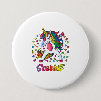 Scarlett Dabbing Unicorn Rainbow Personalized Nam Ronde Button 7,6 Cm
