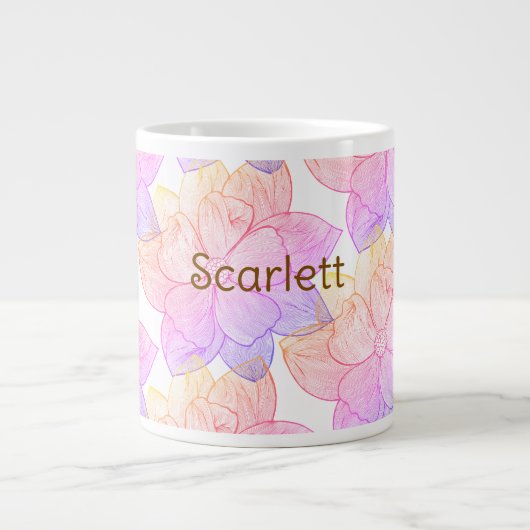 Scarlett Gepersonaliseerde Bloem Naam Latte Mok (Voorkant)