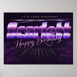 Scarlett Nom Vorname lila retro Poster Geburtstag