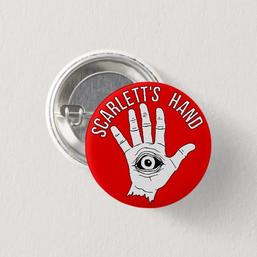 Scarlett's Hand Round Button Red (Voorkant /achterkant)