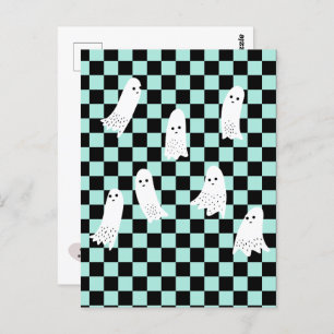 Scarry Halloween Ghosts Spooky Design Checkered Briefkaart