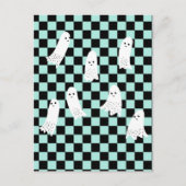 Scarry Halloween Ghosts Spooky Design Checkered Briefkaart (Voorkant)