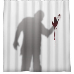 Scary and Horrific Zombie Man Silhouette Shadow Douchegordijn