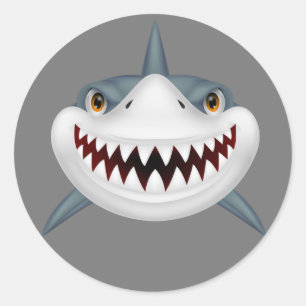 Scary animated shark ronde sticker