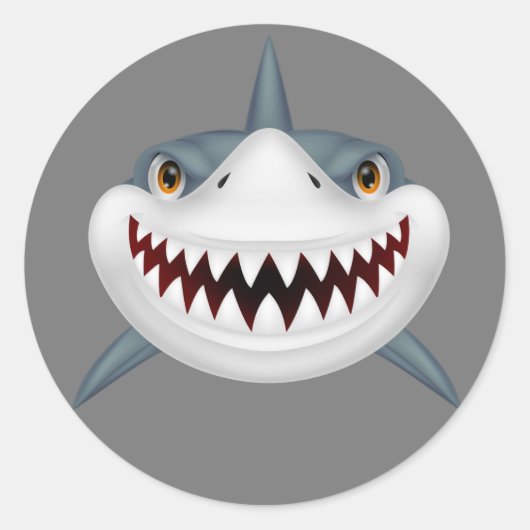 Scary animated shark ronde sticker (Voorkant)