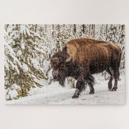 Scary Bison (Bison bison) - Buffalo - 1014 stuk Legpuzzel (Horizontaal)