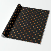 Scary Black and Copper Skull Pattern Cadeaupapier (Uitgerold)