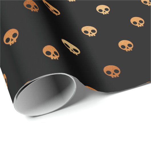 Scary Black and Copper Skull Pattern Cadeaupapier (Rol Hoek)