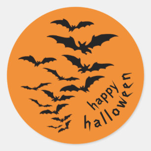 Scary Black Bats Happy Halloween Ronde Sticker