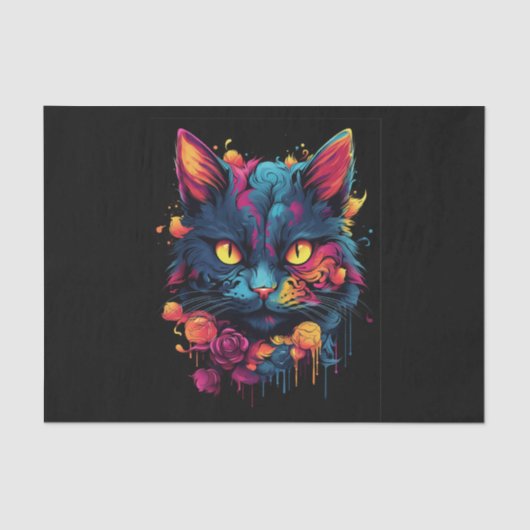 Scary Black Cat Halloween Decoupage Tissuepapier (Voorkant)