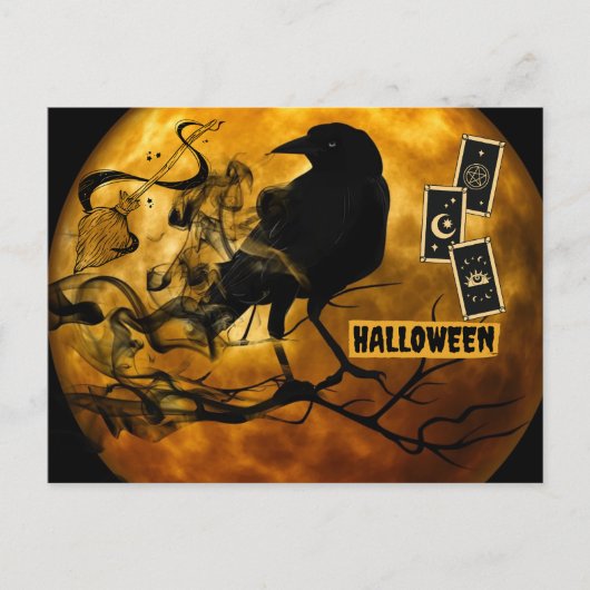 Scary Black Crow, Tarot Kaarten Halloween Full Moo (Voorkant)