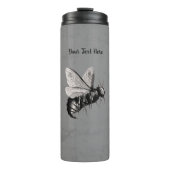 Scary Black White Bee Big Eyes Skulls Wings Grey Thermosbeker (Voorkant)