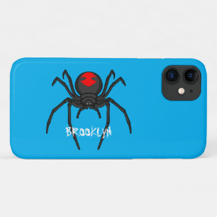 Scary black widow spin cartoon illustratie iPhone 11 hoesje