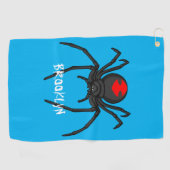 Scary black widow spin cartoon illustratie golfhanddoek (Horizontaal)