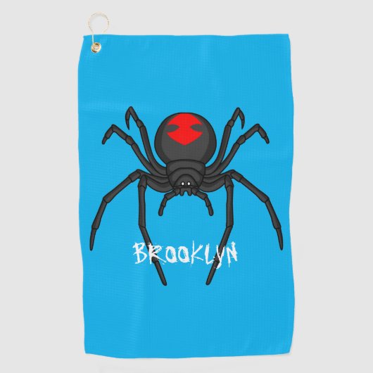 Scary black widow spin cartoon illustratie golfhanddoek (Voorkant)