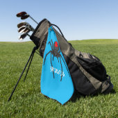 Scary black widow spin cartoon illustratie golfhanddoek (Groen)