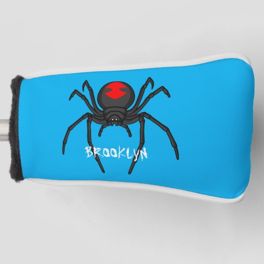 Scary black widow spin cartoon illustratie golfheadcover (Voorkant)