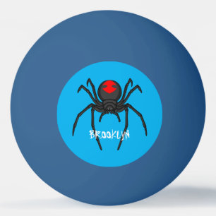 Scary black widow spin cartoon illustratie pingpongballen
