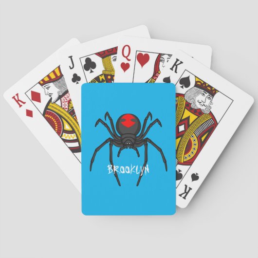 Scary black widow spin cartoon illustratie pokerkaarten (Achterkant)