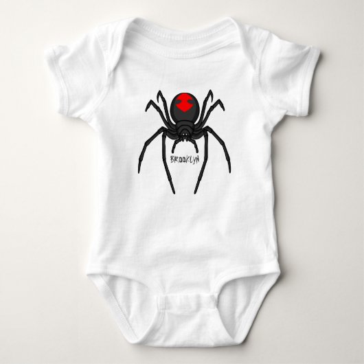 Scary black widow spin cartoon illustratie romper (Voorkant)