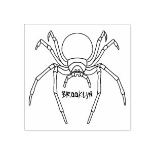 Scary black widow spin cartoon illustratie rubberstempel