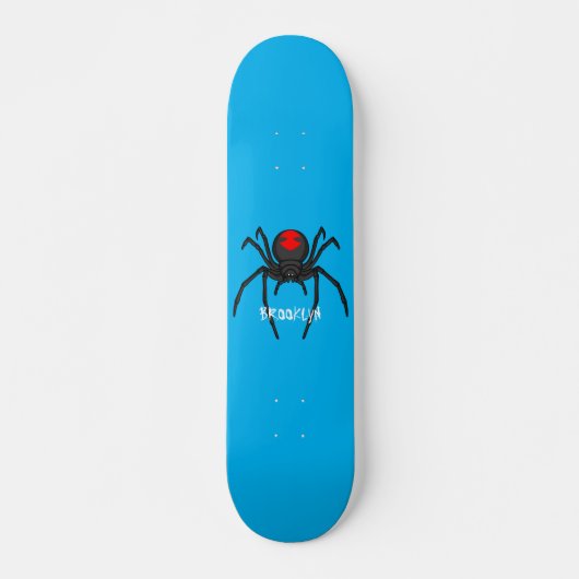 Scary black widow spin cartoon illustratie skateboard (Voorkant)