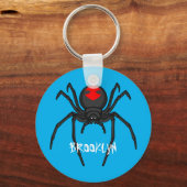 Scary black widow spin cartoon illustratie sleutelhanger (Voorkant)