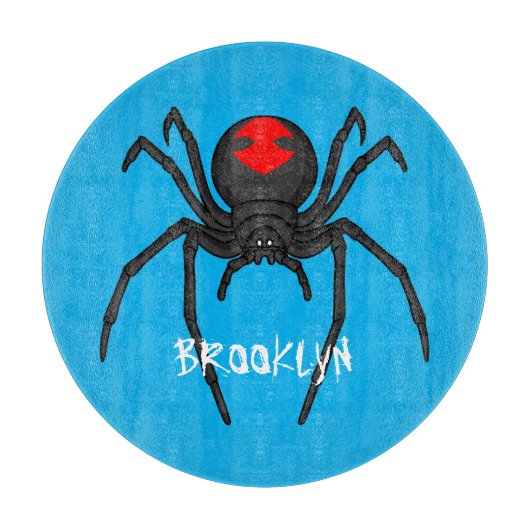 Scary black widow spin cartoon illustratie snijplank (Voorkant)