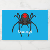 Scary black widow spin cartoon illustratie voedselcontainer etiket (Enkel label)