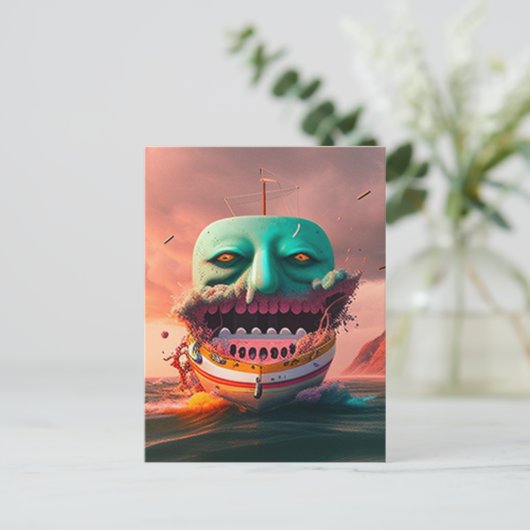 Scary boat briefkaart (Staand voorkant)