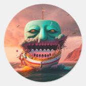 Scary boat ronde sticker (Voorkant)
